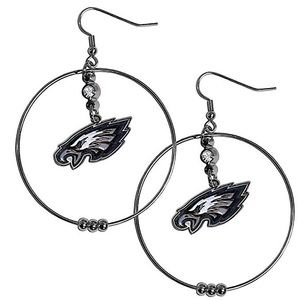 Officially Licensed Phila. Eagles 2” Hoop Earrings